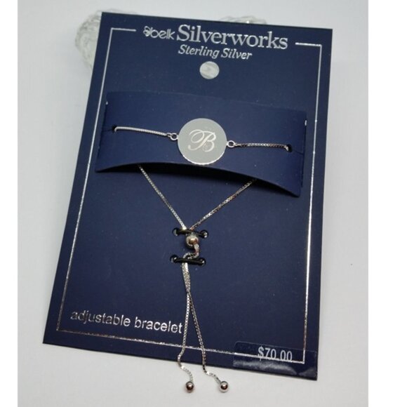 Sterling silver adjustable initial letter B bracelet new - Picture 1 of 2